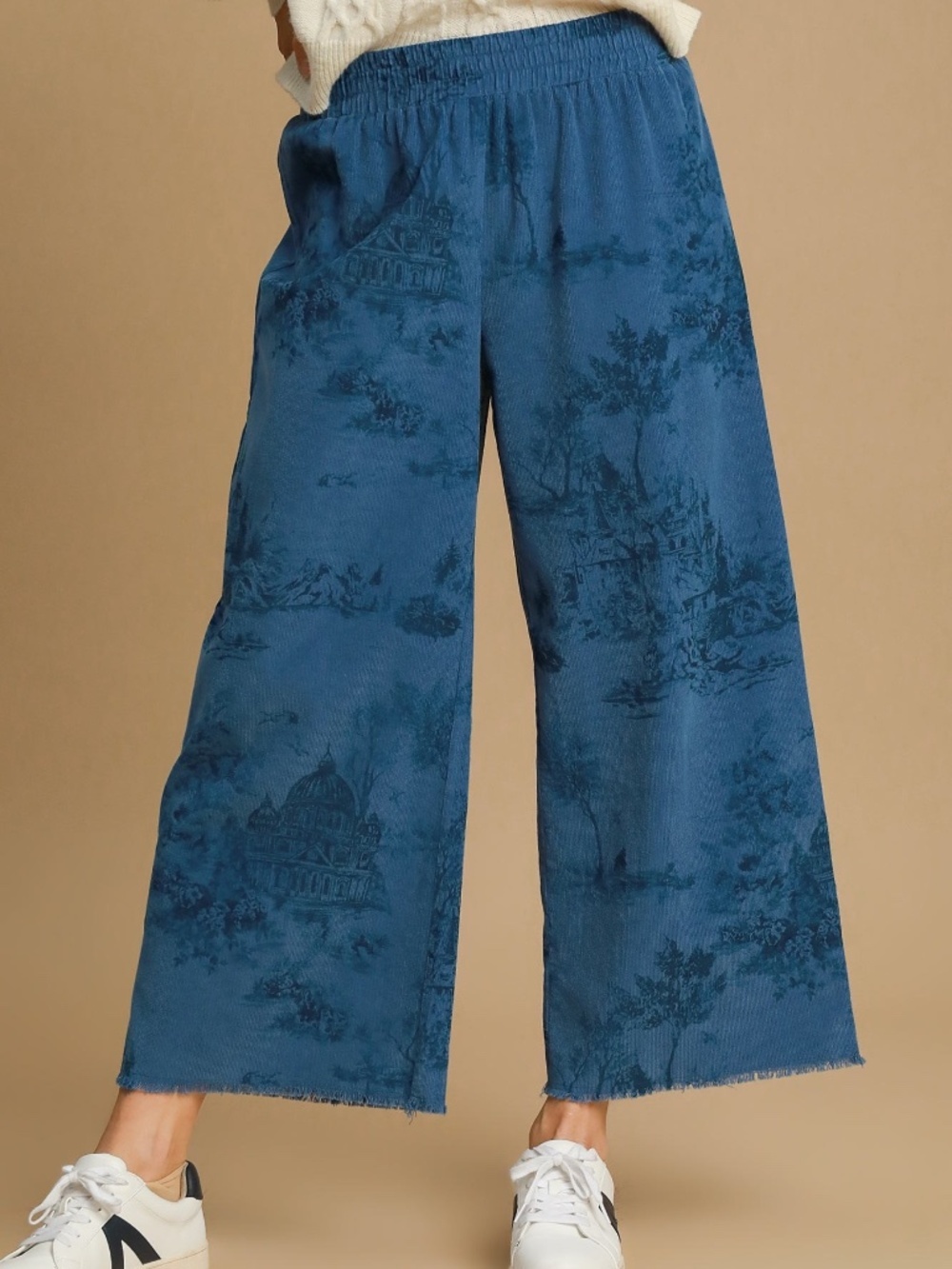 Umgee Wide Leg Washed Corduroy Pants NWT